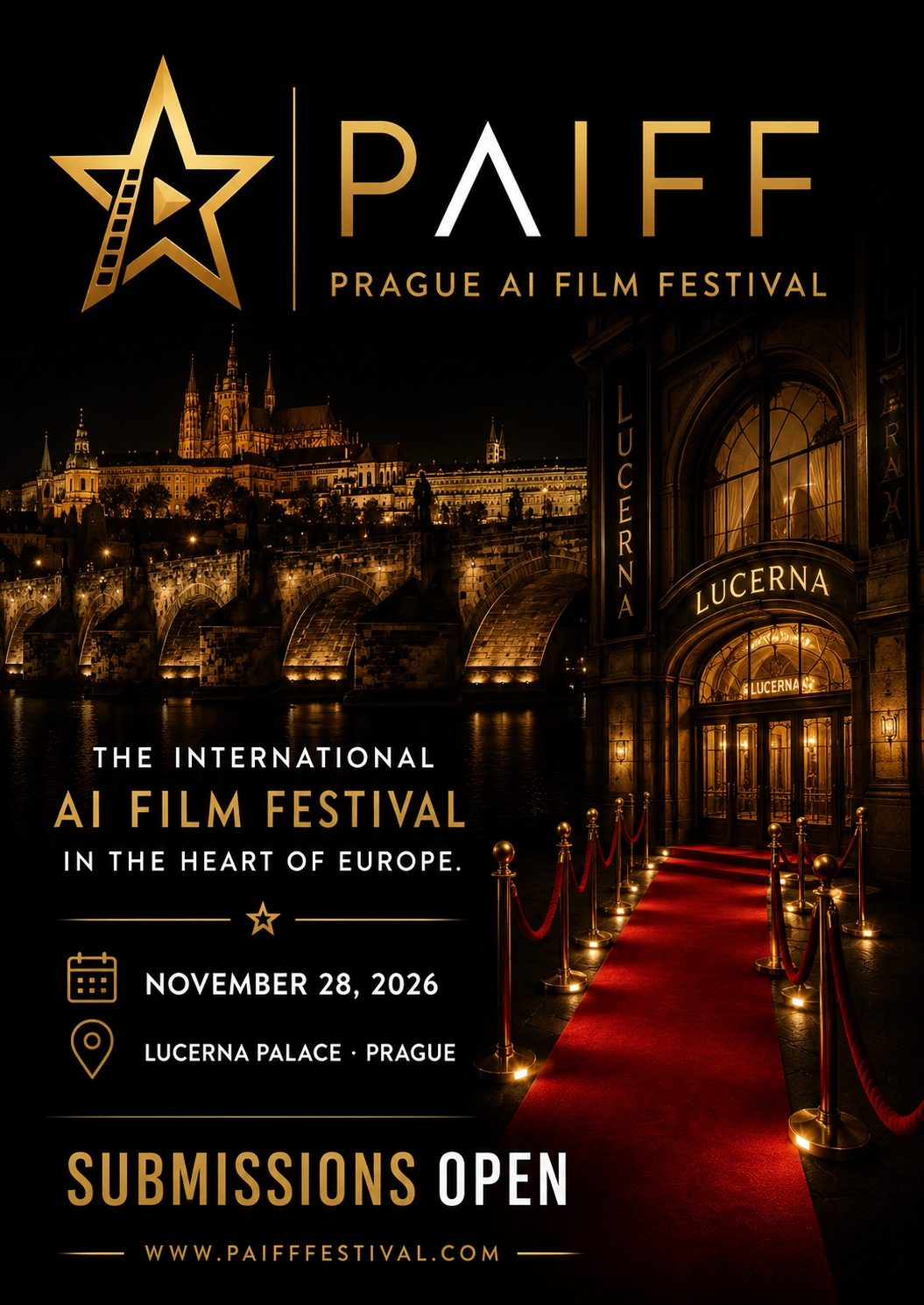Promotional card of PAIFF PRAGUE AI FILM FESTIVAL