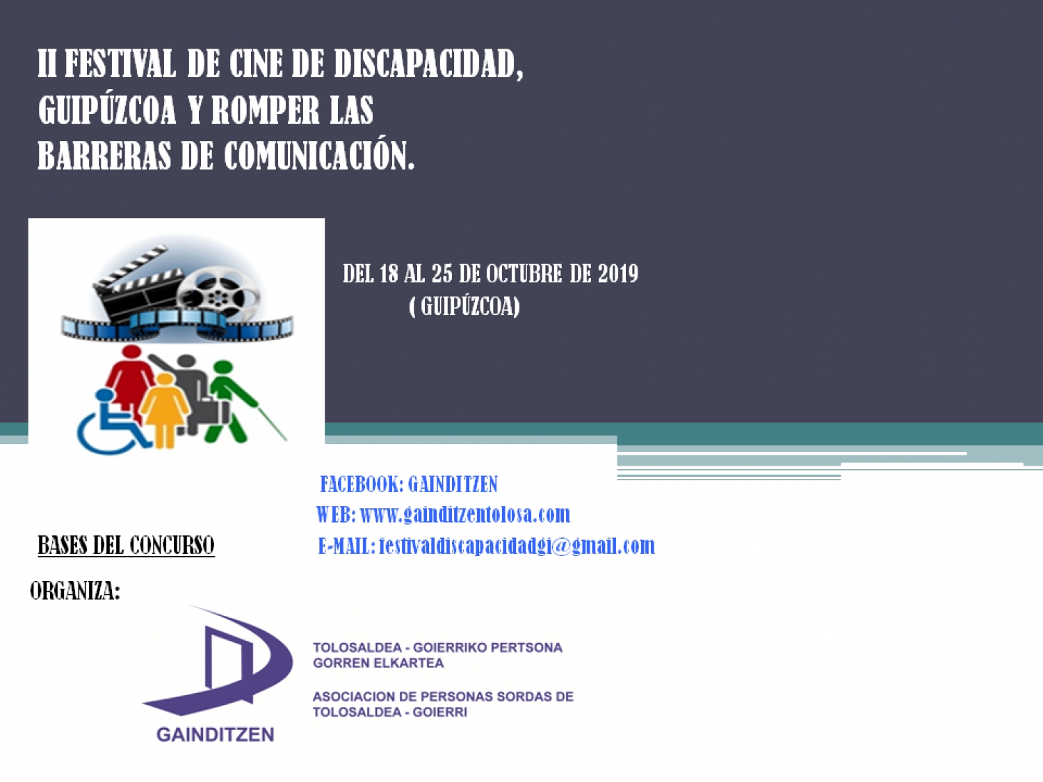 Banner II. Festival De Cine De Discapacidad, Gipuzkoa Y Eliminar Las Barreras De Comunicación