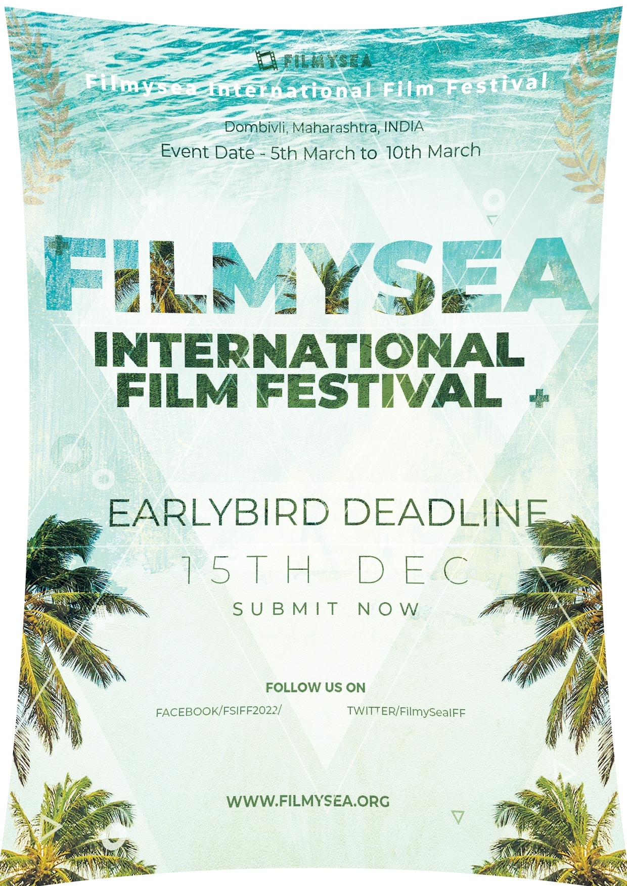 Promotional card of Filmysea International Film Festival (IMDb Qualified Festival)