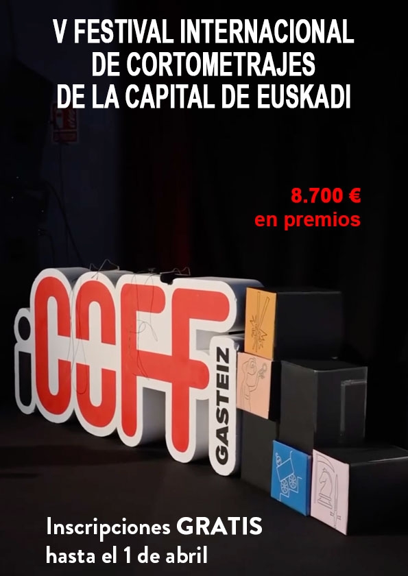 Promotional card of ICOFF Festival, Internacional Short Film Festival from Euskadi Capital
