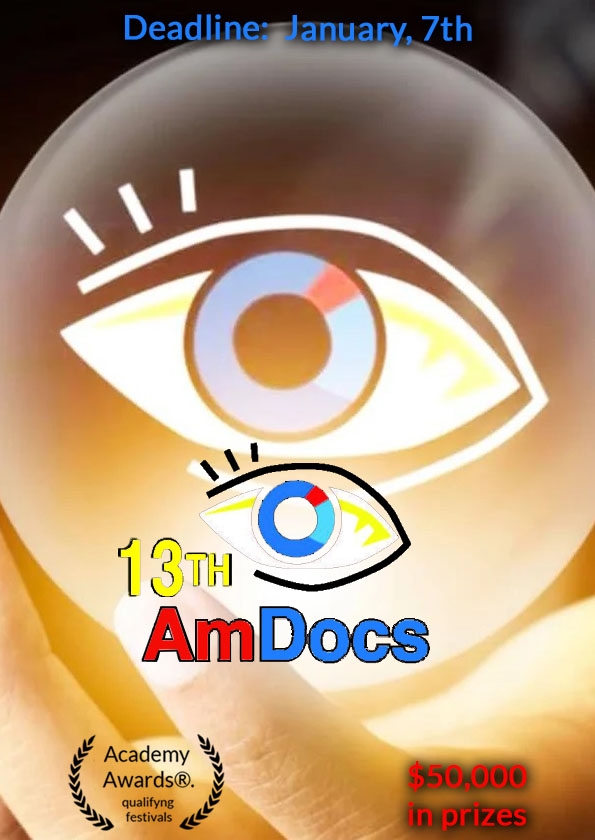 Promotional card of American Documentary And Animation Film Festival (AmDocs)
